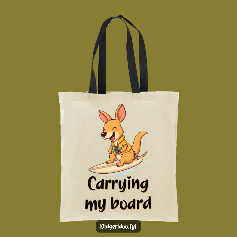 Funny Kangaroo Surfer Tote Bag: Laughing Vest Rider Bag Gift