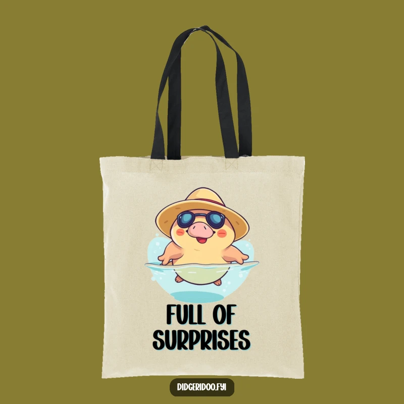 Funny Platypus Dive Sun Hat Tote: Playful Aussie Animal Bag, Humorous Gift