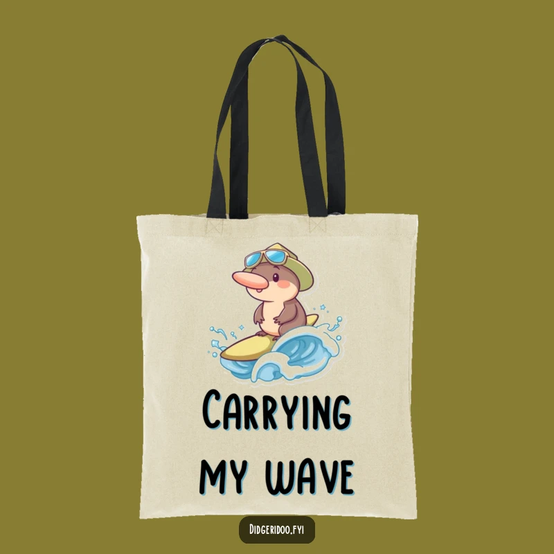 Funny Platypus Surfer Tote Bag: Carry Your Laughs, Hilarious Aussie Design, Perfect Funny Gift!