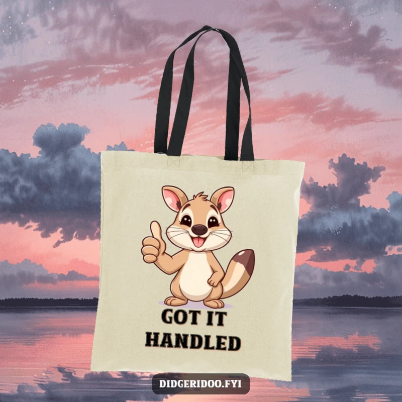 Funny Wallaby Tote Bag: A happy wallaby offers a big thumbs up and a wide smile, radiating positive energy.